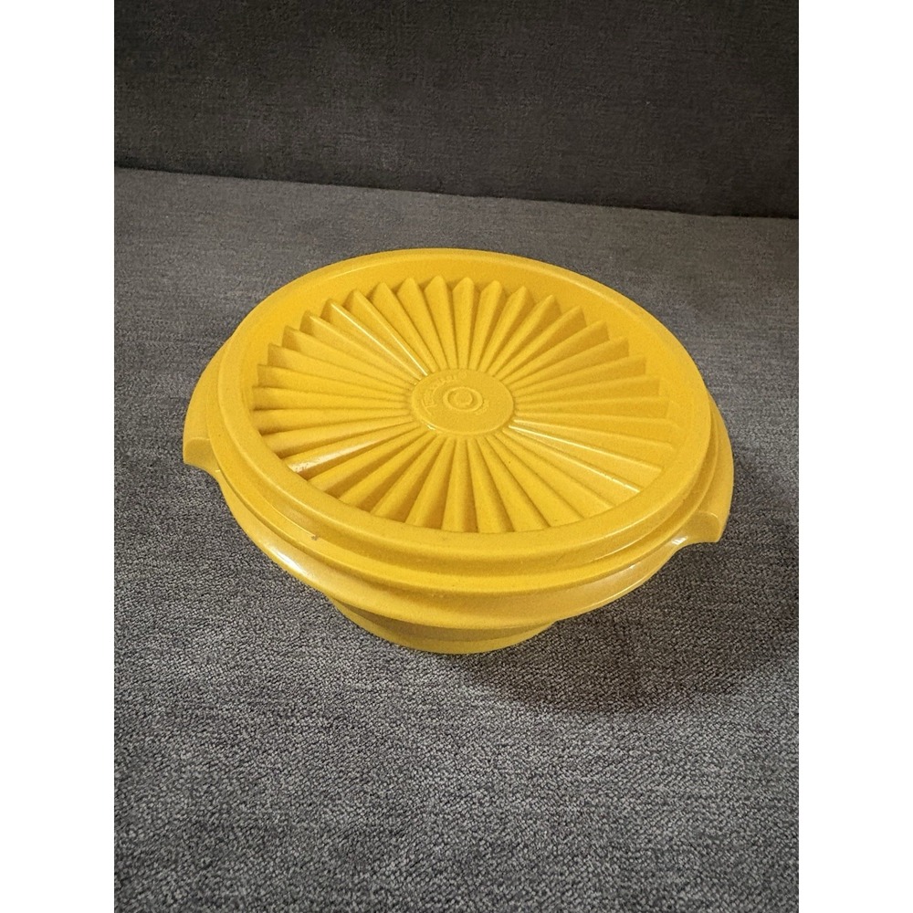 Tupperware Servalier 1323 Snack Sugar‎ Bowl 10 Oz Harvest Gold Starburst Lids